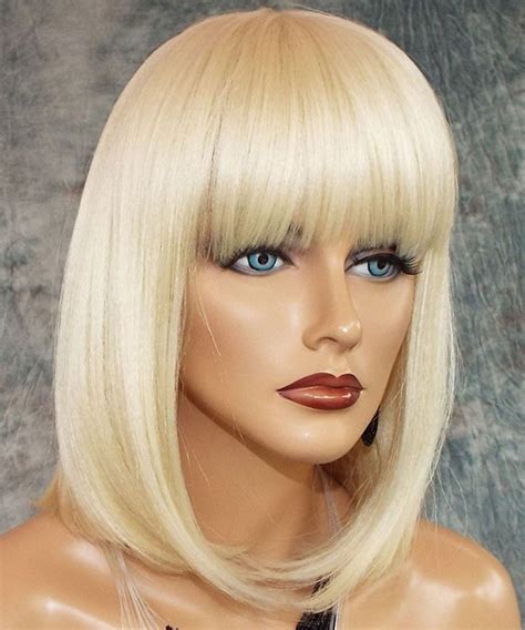 Invisilace Blonde Bob Wig With Bangs Lace Front Human Hair Wigs