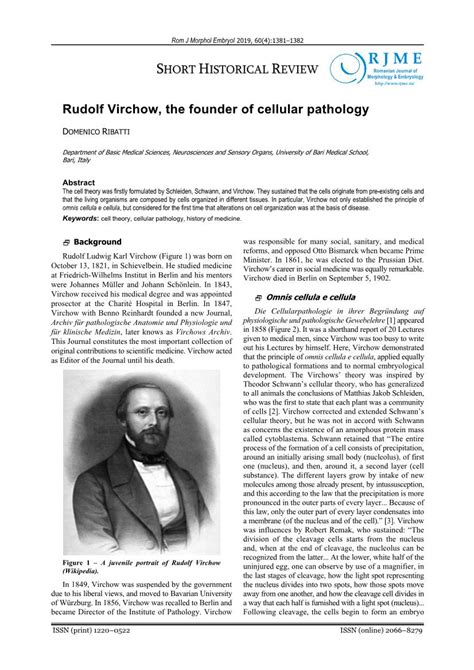 Download Pdf Rudolf Virchow The Founder Of Cellular Pathology Docslib