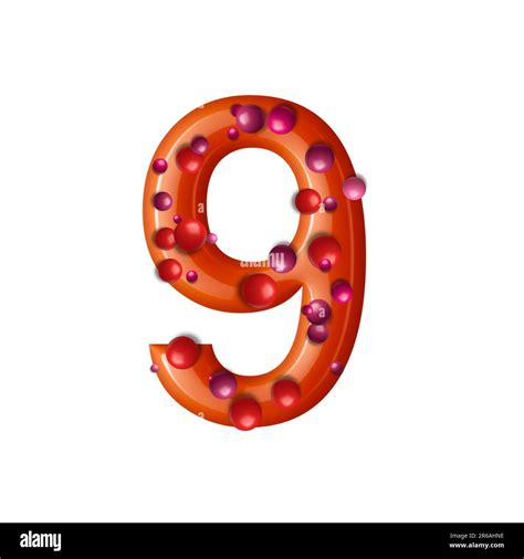 3d Alphabet Set Of Orange Numbers With Juices Drops White Background