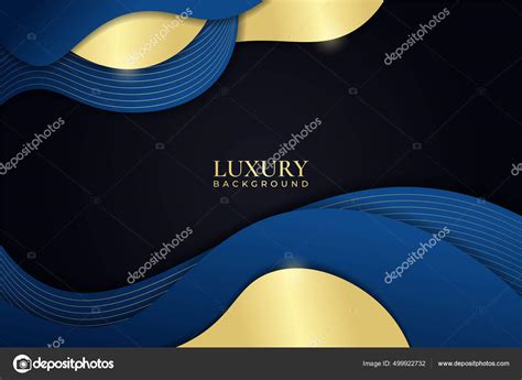 Luxury Background Dynamic Shape Overlapped Elegant Blue Shiny Golden