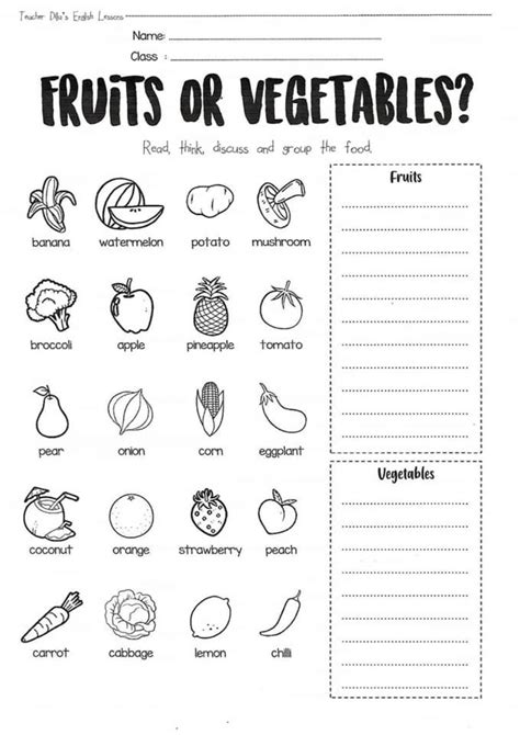 Fruits And Vegetable Worksheet English Activities For Kids English