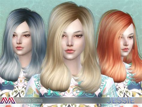 The Sims Resource Jessie Hair 13 By Tsminh3 Sims 4 Hairs Sims 4