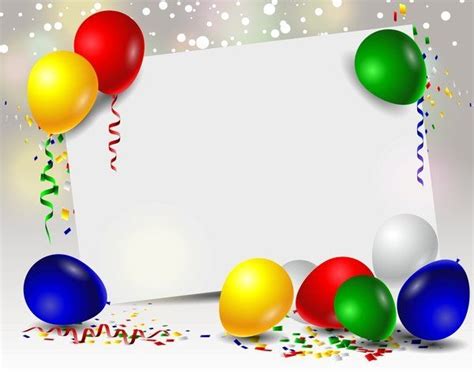 Birthday Card With Colored Balloons And Blank Paper Vector 01