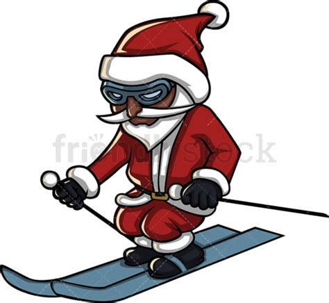Black Santa Claus Ringing Christmas Bell Cartoon Vector Clipart