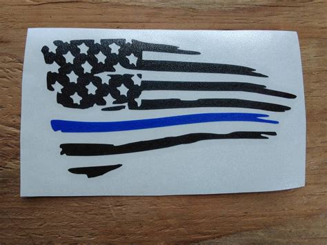 Thin Blue Line Tattered Distressed American Flag Back The Etsy