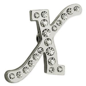 Pinmart S Silver Plated Rhinestone Alphabet Letter X Lapel Pin Ebay
