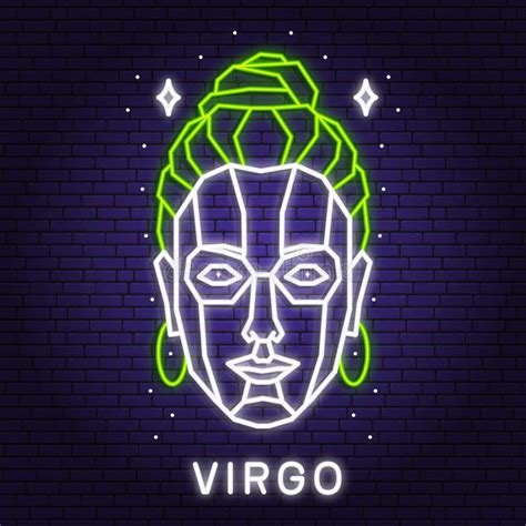 Zodiac Astrology Horoscope Neon Sign Virgo Linear Design Vector Illustration Stock Image