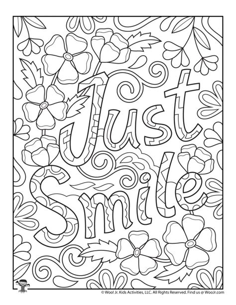 Positive Sayings Adult Coloring Pages Woo Jr Kids Activities