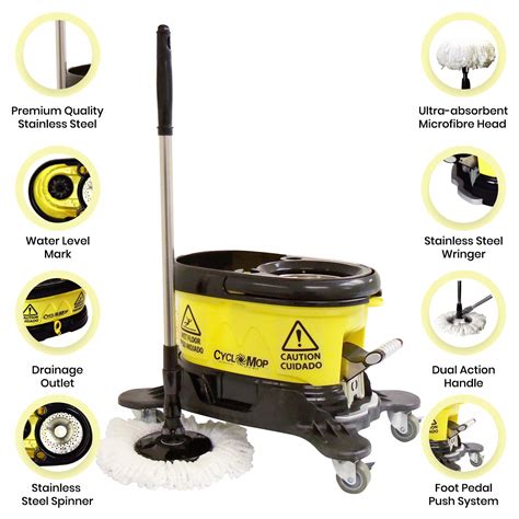 Cyclomop Heavy Duty Commercial And Industrial Spin Mop And Bucket Set