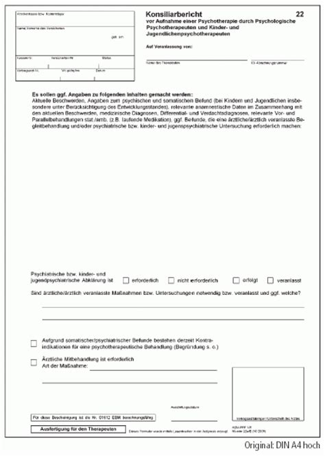 Formular konsiliarbericht m22 blankoformularbedruckung neue formulare . 6. Änderung der Anlage 2a des Bundesmantelvertrages ...