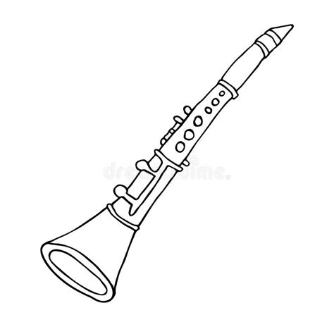 Clarinet Sketch Illustration Hand Drawn Black And White Musical
