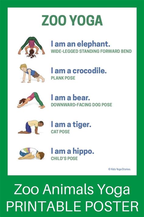 5 Zoo Yoga Poses for Kids (Printable Poster) - Kids Yoga Stories | Yoga