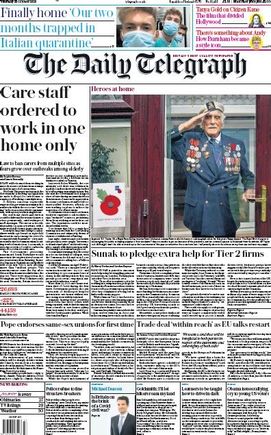 The Daily Telegraph Uk Front Page For 22 October 2020 Paperboy