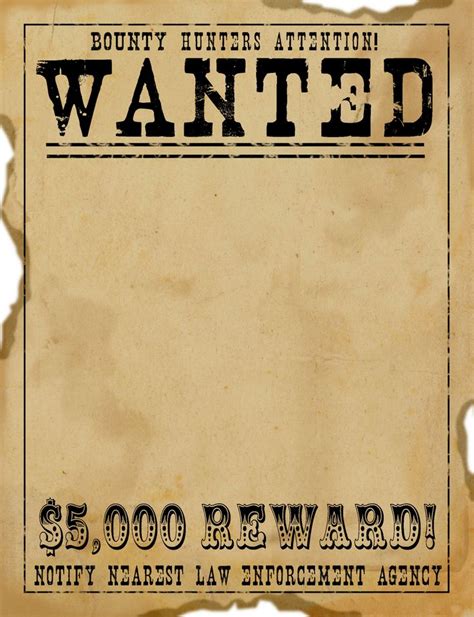 Wild West Wanted Sign Template Wild West Wanted Template Wild West
