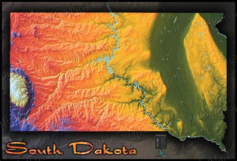 South Dakota Topography Map Physical Terrain In Bold Colors