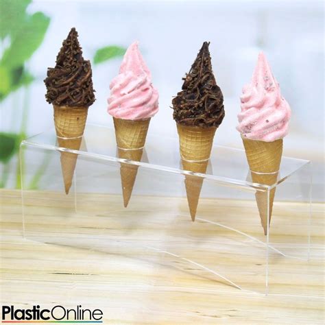 Acrylic Ice Cream Cone Holder Counter Top Display Stand Perspex Rack Gelato Ebay