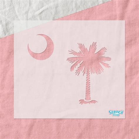 South Carolina Flag Palmetto Tree And Moon Stencil Star Stencil