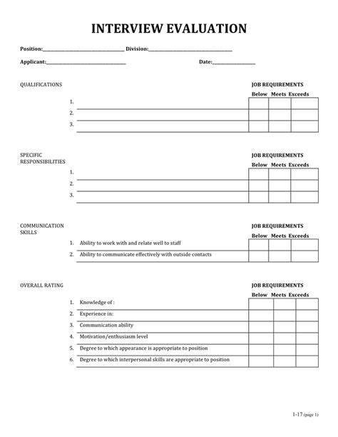 Free 23 Interview Assessment Forms In Pdf Ms Word Excel