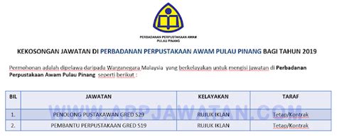 Perbadanan pembangunan pulau pinang ~ pembantu awam. Jawatan Kosong Terkini di Perbadanan Perpustakaan Awam ...