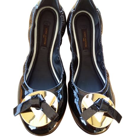 Louis Vuitton Ballet Flats Black Patent Leather Ref 60537 Joli Closet