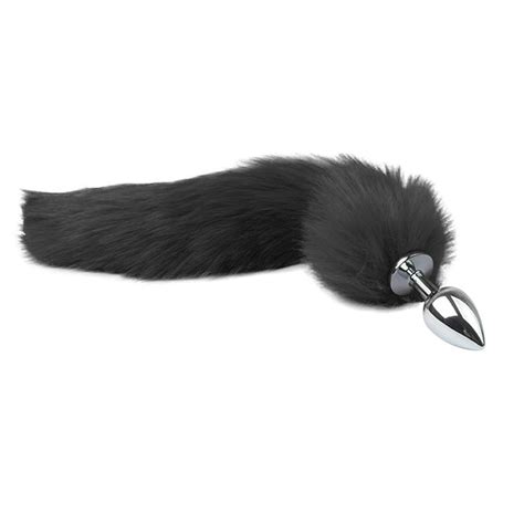 Stainless Steel Anal Butt Plug Large Faux Fur Cat Fox Tail Metal Femal