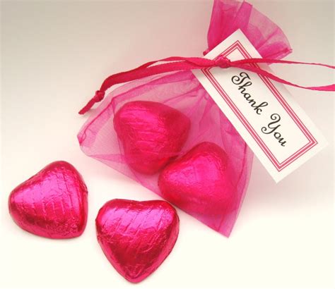 Hot Pink Thank You T 2 Chocolate Hearts In Organza Bag