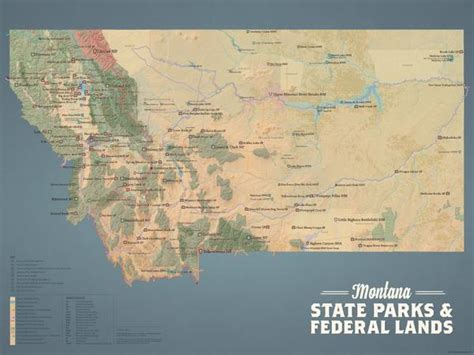 Often, a combination of private landholders, the federal government, a state government, or native american tribes own the span of a single mine or field. Montana State Parks & Federal Lands Map 18x24 Poster ...