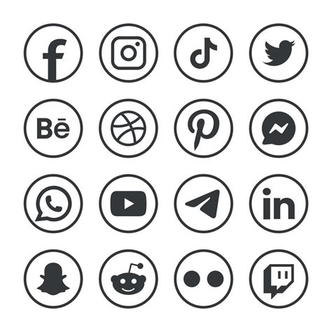 Popular Social Network Logo Icons Facebook Instagram Youtube Pinterest