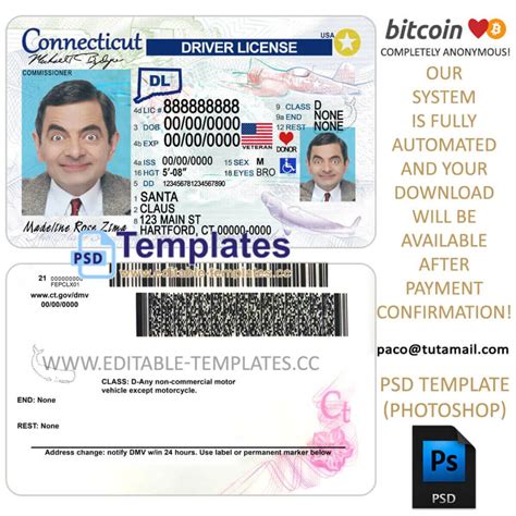 Connecticut Driving Licence Template Editable Templates