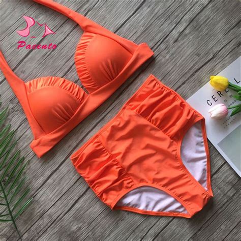 Pacento Bikinis Set 2018 Plus Size Swimwear Women High Waist Xxl Swimsuit Push Up Pads Bra