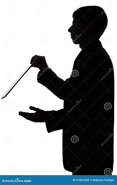Silhouette Of A Man With Job The Report In A Folder Stock Photo Image