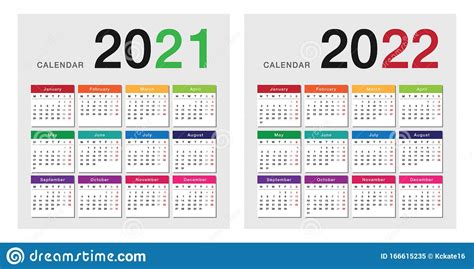 2022 Calendar Template Colorful Calendar 2022