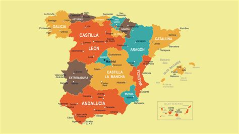 Mapa De Espana Con Ciudades Y Regiones