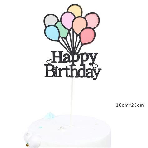 Happy Birthday Glitter Balloons Cake Topper Caramel Sweet Arts
