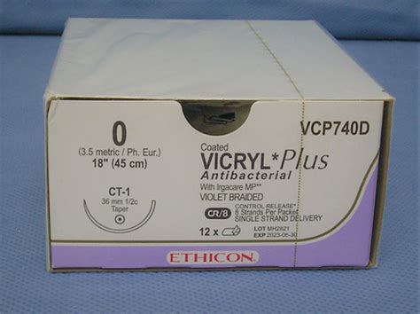 Ethicon Vcp740d Vicryl Plus Suture 0 18 Antibacterial Ct 1 Taper