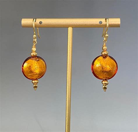 Murano Glass Earrings Gold Earrings Venetian Earrings Etsy