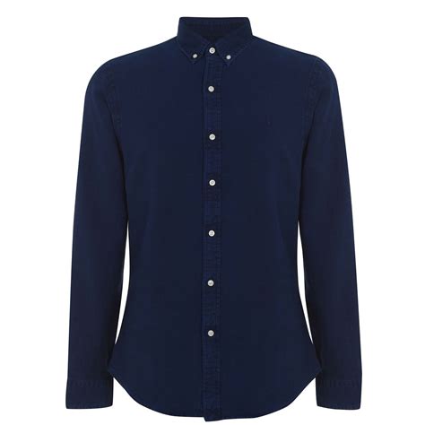 Polo Ralph Lauren Mens Indigo Oxford Shirt Long Sleeve Casual