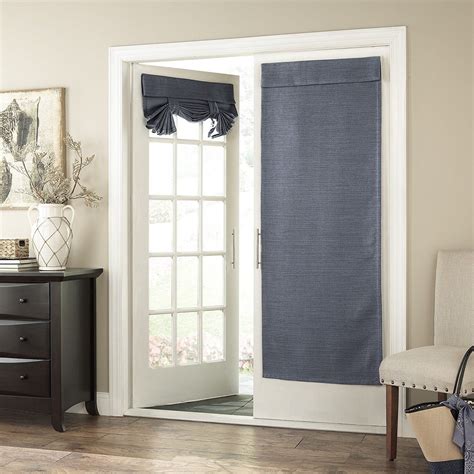 Side light french door curtain panel for patio glass sliding door, privacy on. 68 Inch Blue Solid Color Blackout French Door Curtain Single Panel Dark Blue Color Glass Door ...
