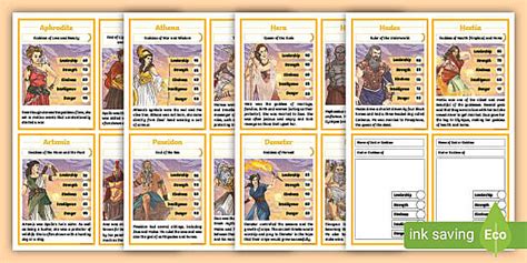 Ancient Greek Gods And Goddesses Top Cards Professor Feito