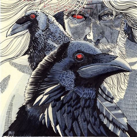 Abraham Morales Illustration Viking Raven Odin Norse Mythology Odin