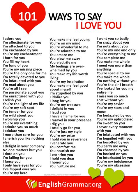 101 Ways To Say I Love You Learn English Grammar English Writing