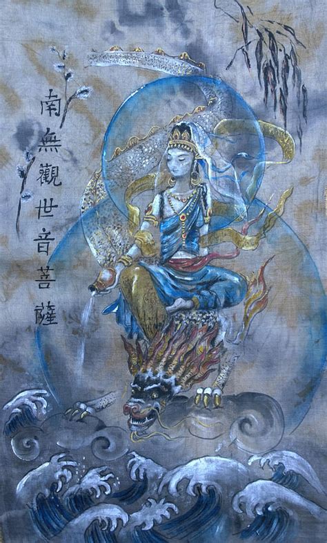 Kuan Yin And Dragon Painting By Silk Alchemy Fine Art America