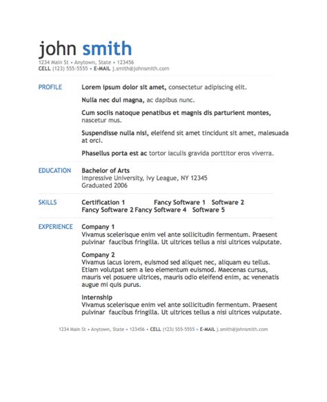 Simple Modern Resume Template For Pages Free Iwork Templates