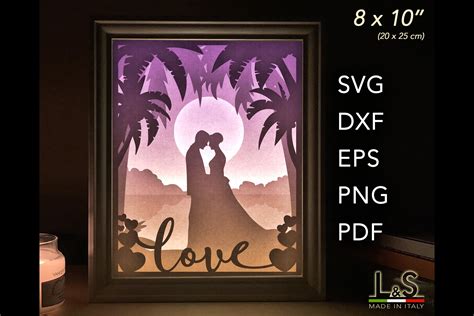 art and collectibles lightbox svg light box template customizable couple shadow box template