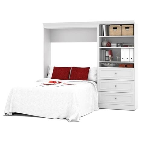 Bestar Versatile 95 Full Wall Bed With 3 Drawer Storage Unit In White