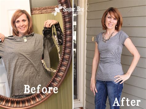Side Gathered Shirt - Tutorial - men's shirt refashion - Sugar Bee Crafts