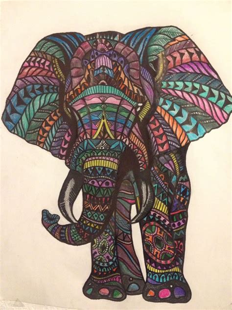 Colorful Elephant Drawing