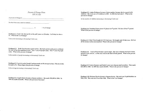 10 Best Images of Percent Change Worksheet - Math Percent Problems