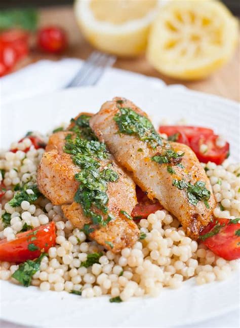 Maybe you would like to learn more about one of these? White Fish with Couscous and Cilantro Lemon Sauce ...
