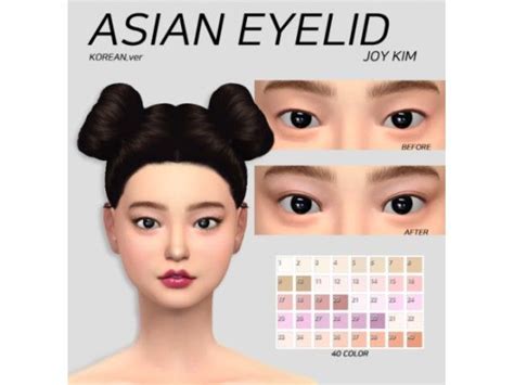 This is the first korean sim i have made in the sims 4 as i find there isn't a lot of asian inspired cc and most of the custom content skin and makeup is too harsh for asian sims and have a built in eyelid crease, making it difficult. SIMS4 ASIAN EYELID (KOREAN.ver) by babejjajang | The sims ...